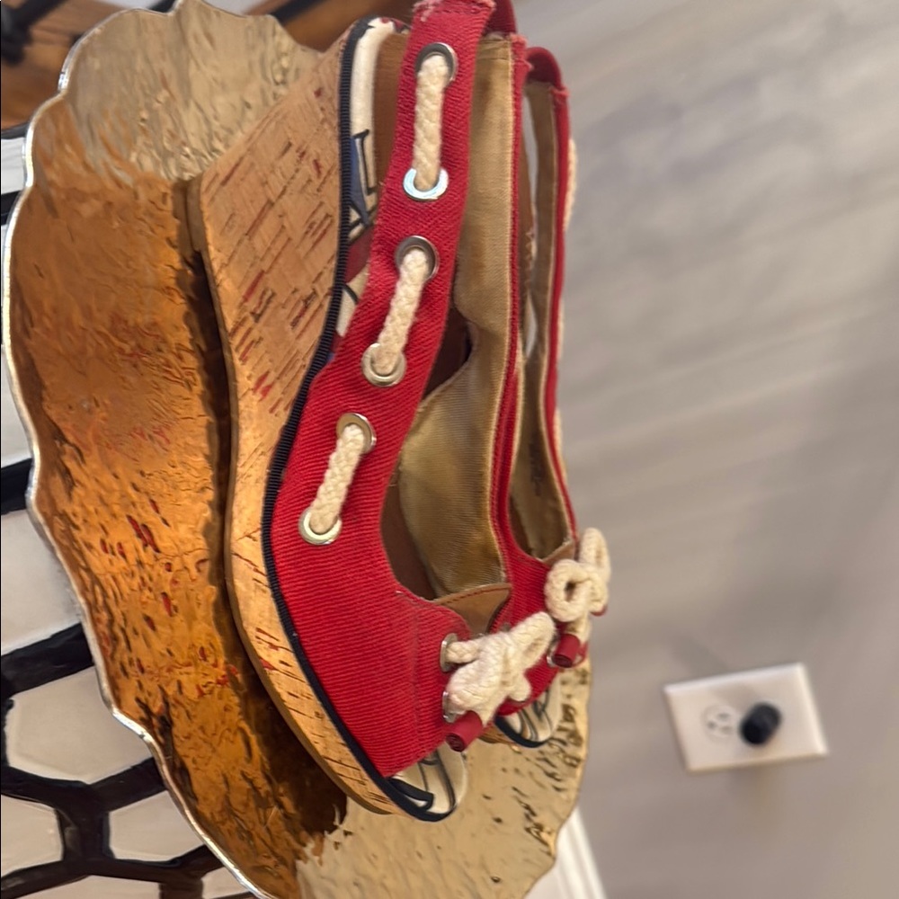 Sperry Red Espadrille Shoes with Nautical Lacing - Picture 2 of 5